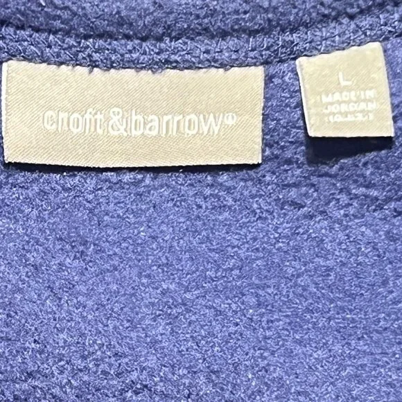 Croft & Barrow Fleece Navy Zip Up Jacket Christmas Theme Trees/Snowflakes Large - Picture 7 of 10